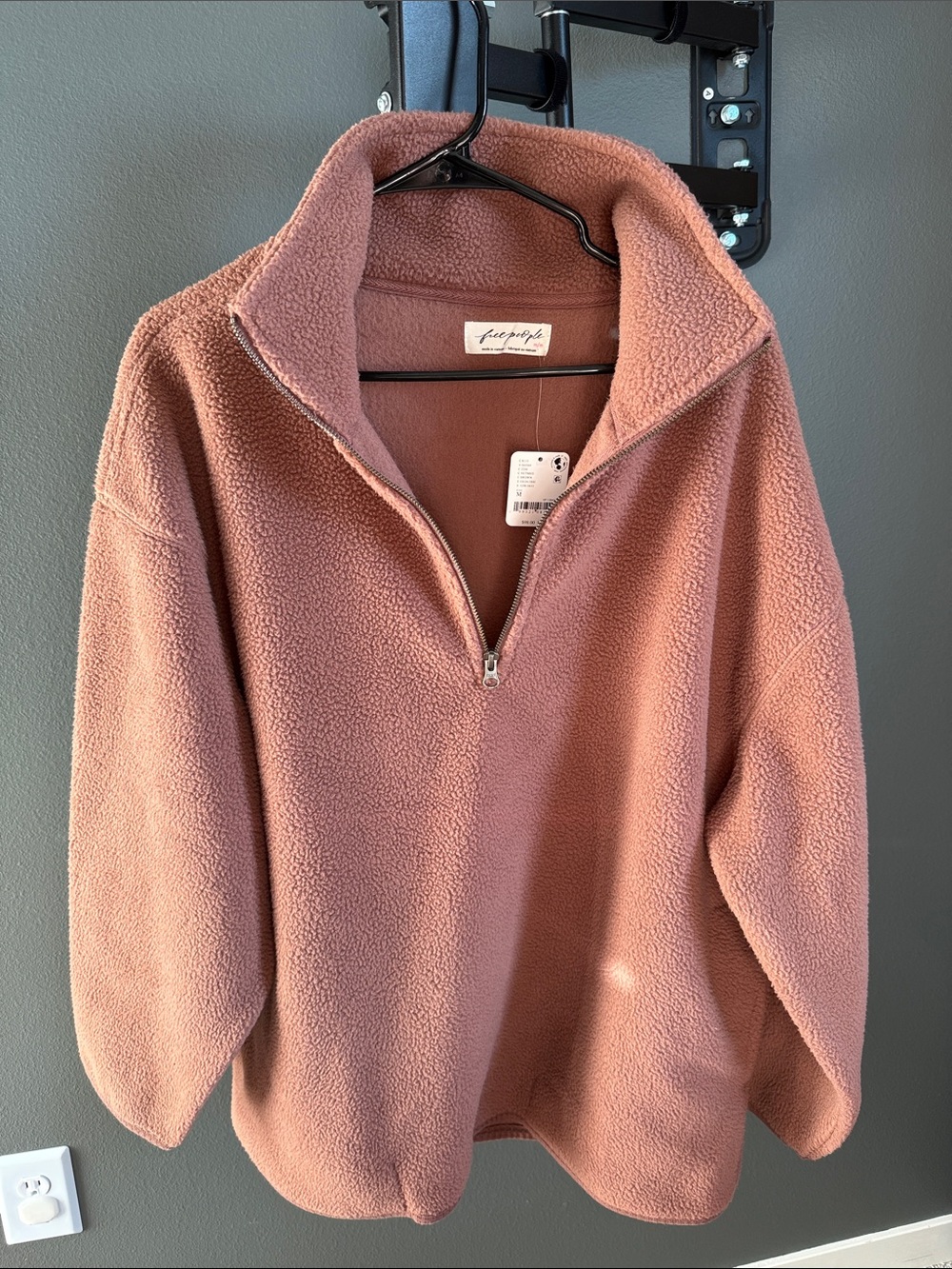 Free People Brown/Dusty Rose Half-Zip Sherpa Pullover